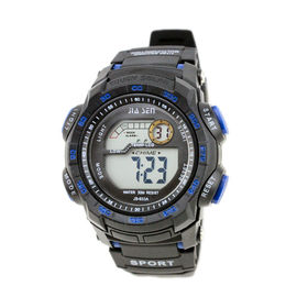Les montres de Digital multifonctionnelles des hommes imperméables indiquent le jour et la date, PVC noir/nord