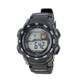 Les montres de Digital multifonctionnelles des hommes imperméables indiquent le jour et la date, PVC noir/nord