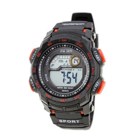 Les montres de Digital multifonctionnelles des hommes imperméables indiquent le jour et la date, PVC noir/nord