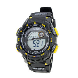 Les montres de Digital multifonctionnelles des hommes imperméables indiquent le jour et la date, PVC noir/nord