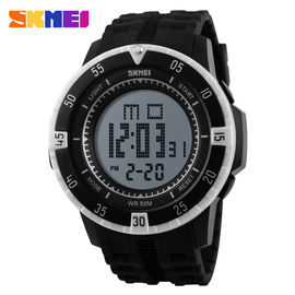 Montre multifonctionnelle de sport de Digital de bande noire imperméable pour le mâle