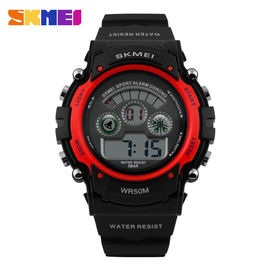 Affaire rouge 44MM d'EL de dos de lumière de montre multifonctionnelle colorée de sports pour unisexe