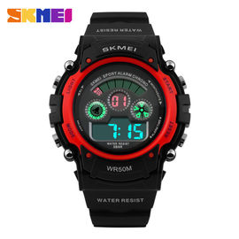 Affaire rouge 44MM d'EL de dos de lumière de montre multifonctionnelle colorée de sports pour unisexe